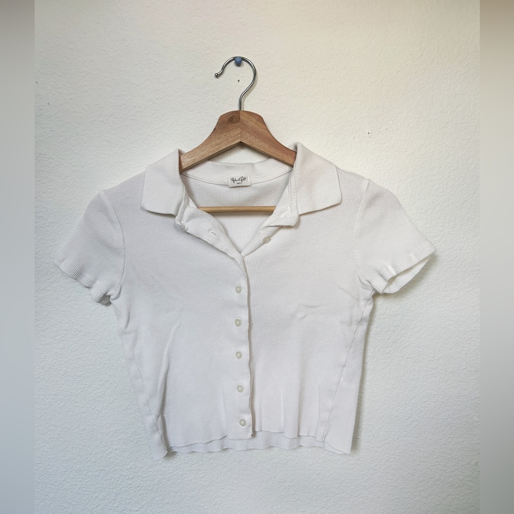 Brandy Melville Cropped White Polo